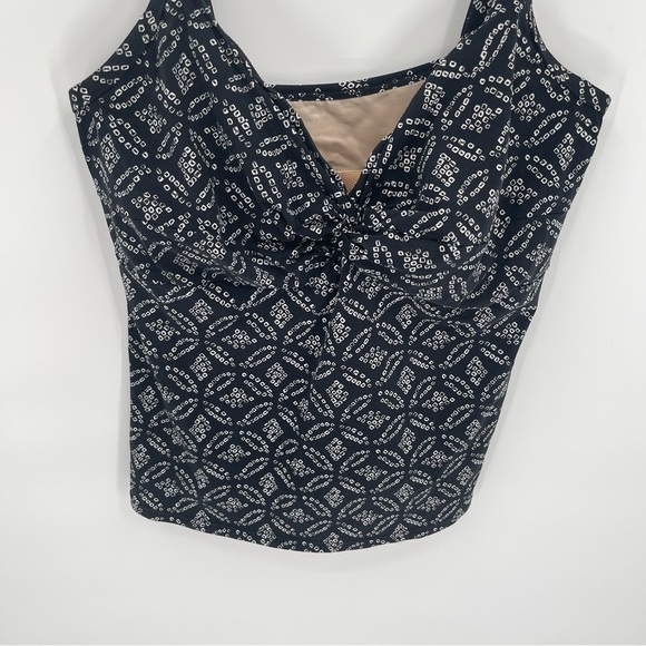 Lands' End V-Neck Twist Front Underwire Top Tankini Black Geometric Size 16 - Picture 3 of 7
